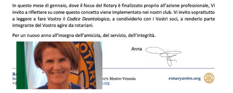 Lettera del mese di gennaio 2024 del Governatore Anna Favero